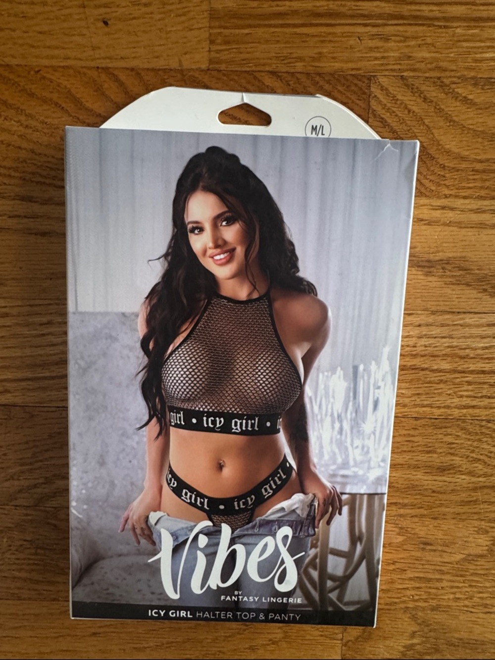 Vibes by Fantasy Lingerie 'Icy Girl' Black Halter Fishnet Halter Top & Panty Set